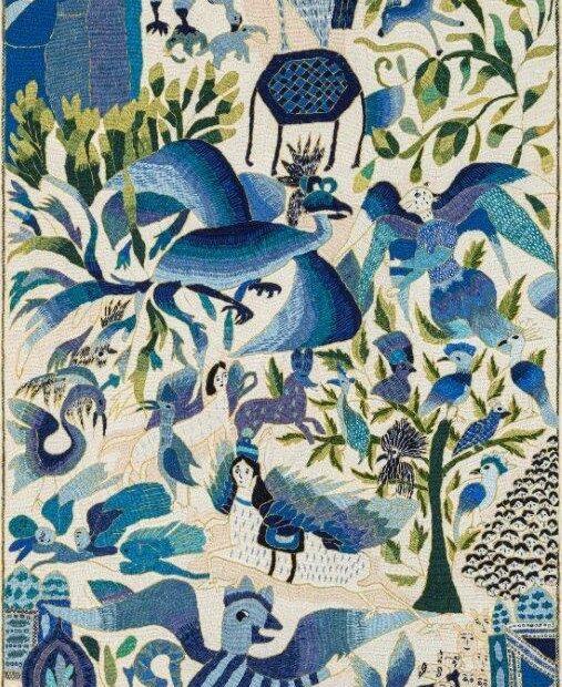 Wondering in the Land and See (Inspired by Conference of the Birds) Pateh Douzi on wool fabric 187x87 cm Year 2023-2024